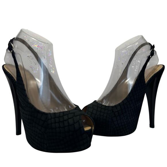Vintage Giuseppe Zanotti Slingback Heels size IT 38.5 Black Suede - Picture 1 of 10